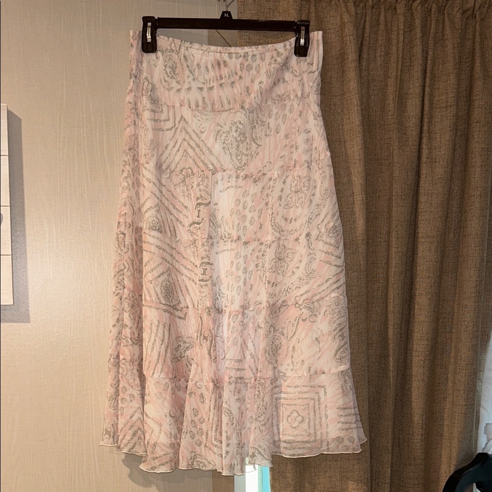 Ruby Rd. Light Pink and Grey Patterned Skirt